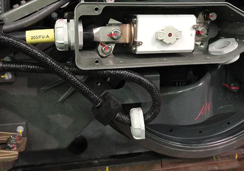 Open Grey Fuse Box and fuses on bogie