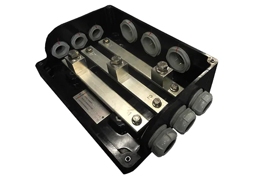 Open black connection box for metro