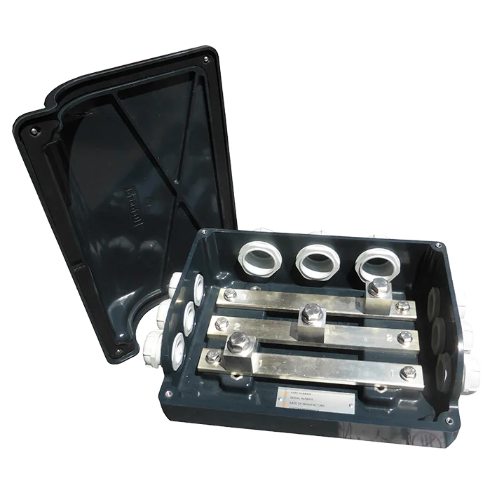 Black connection box for metro with cover