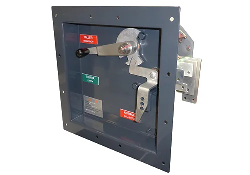On board 3 positions disconnector switch panel with locking mechanism partial view of the switch