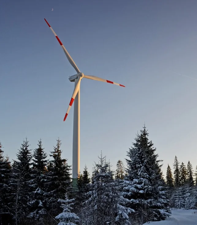 wind turbine in winter landscape