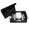 Open Black Fuse Box with open cover and parallel fuses with microswitch