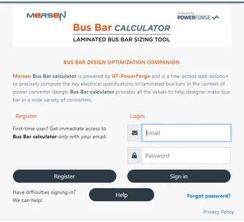 Mersen Bus Bar calculator home page