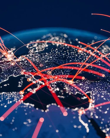 blue connected map